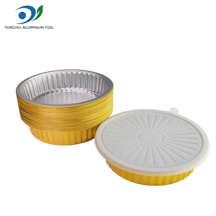 За једнократну посуду за роштиљке за роштиљ Златни округли Алуминијумске фолије За једнократну посуду за роштиљке за роштиљ Златни округли Алуминијумске фолије