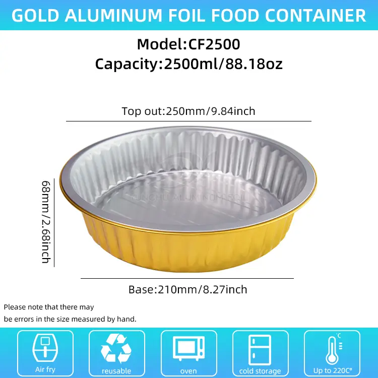 За једнократну посуду за роштиљке за роштиљ Златни округли Алуминијумске фолије