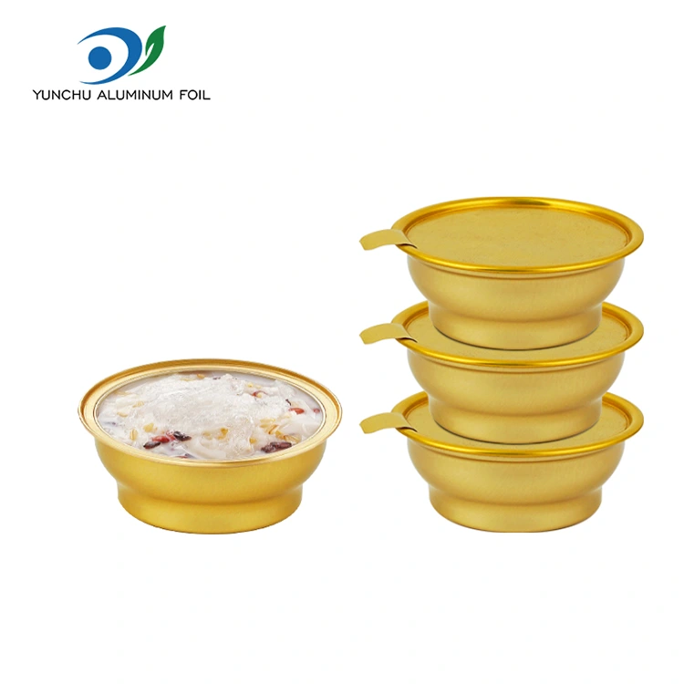 Округли за једнократну употребу Такеаваи Бок Мала златне посуде са алуминијумским фолијом Округли за једнократну употребу Такеаваи Бок Мала златне посуде са алуминијумским фолијом