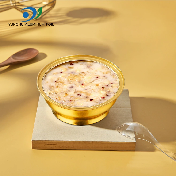 Округли за једнократну употребу Такеаваи Бок Мала златне посуде са алуминијумским фолијом