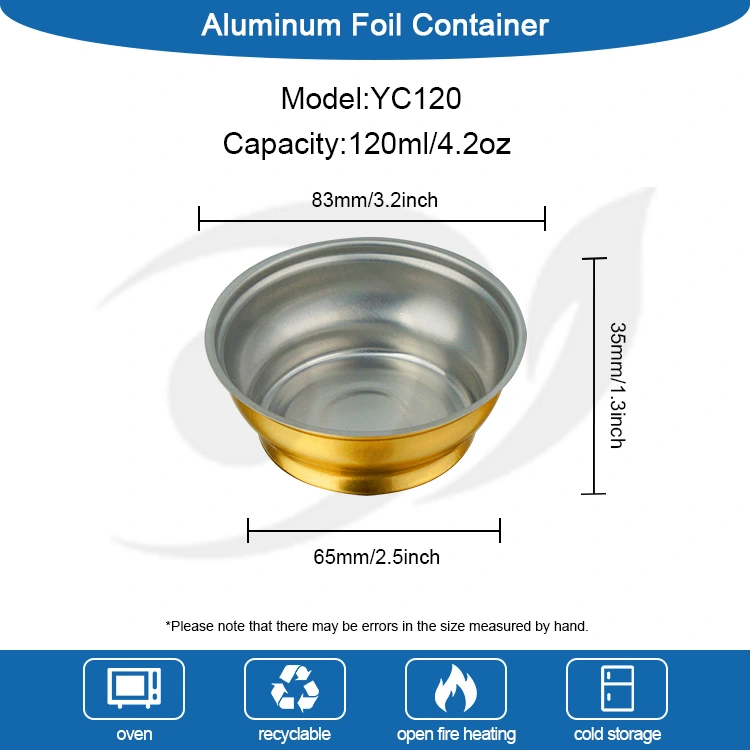 Округли за једнократну употребу Такеаваи Бок Мала златне посуде са алуминијумским фолијом