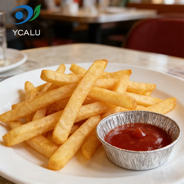 Сребрна округла фритеза за једнократну употребу Сребрне посуде за храну од алуминијумске фолије