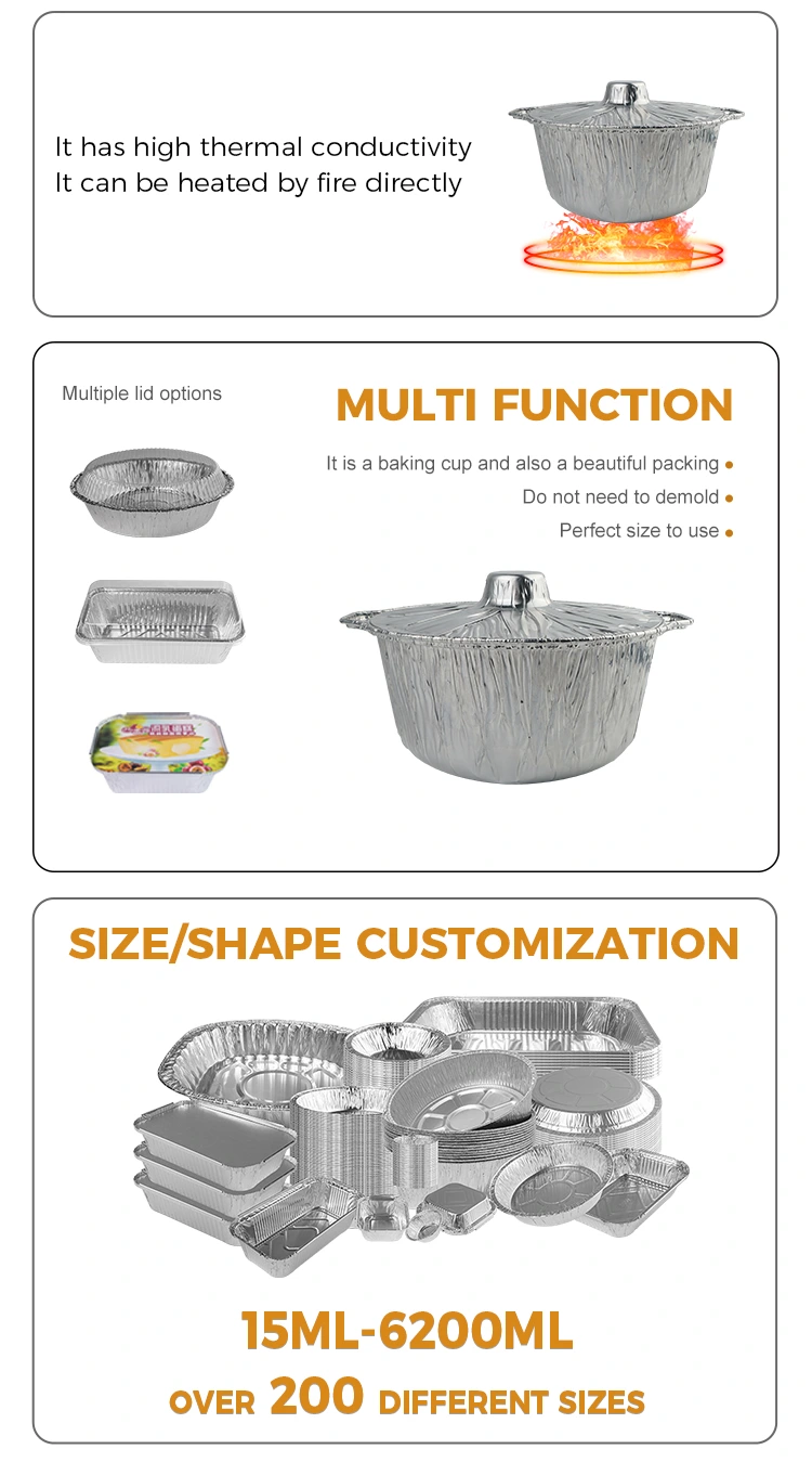 Disposable hot pot pots and pans Silver Aluminum Foil Containers
