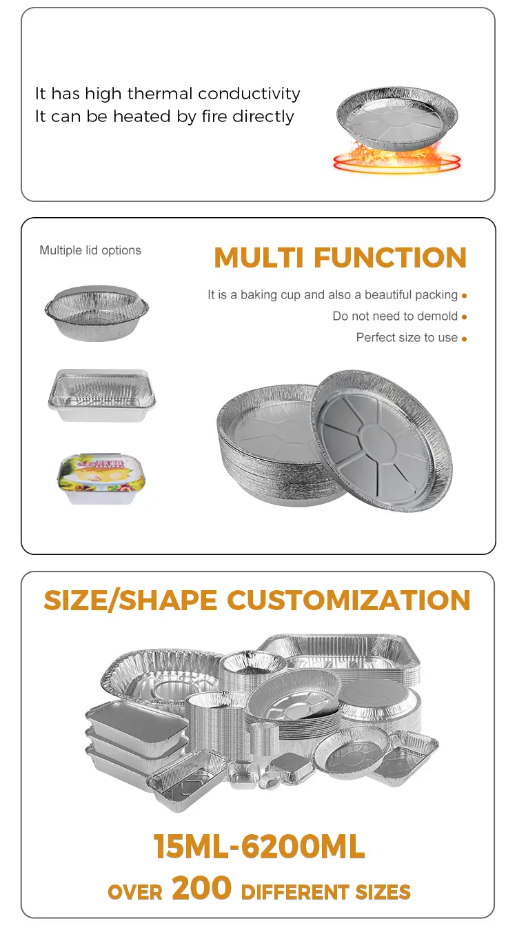 Circular dining Silver Aluminum Foil Containers