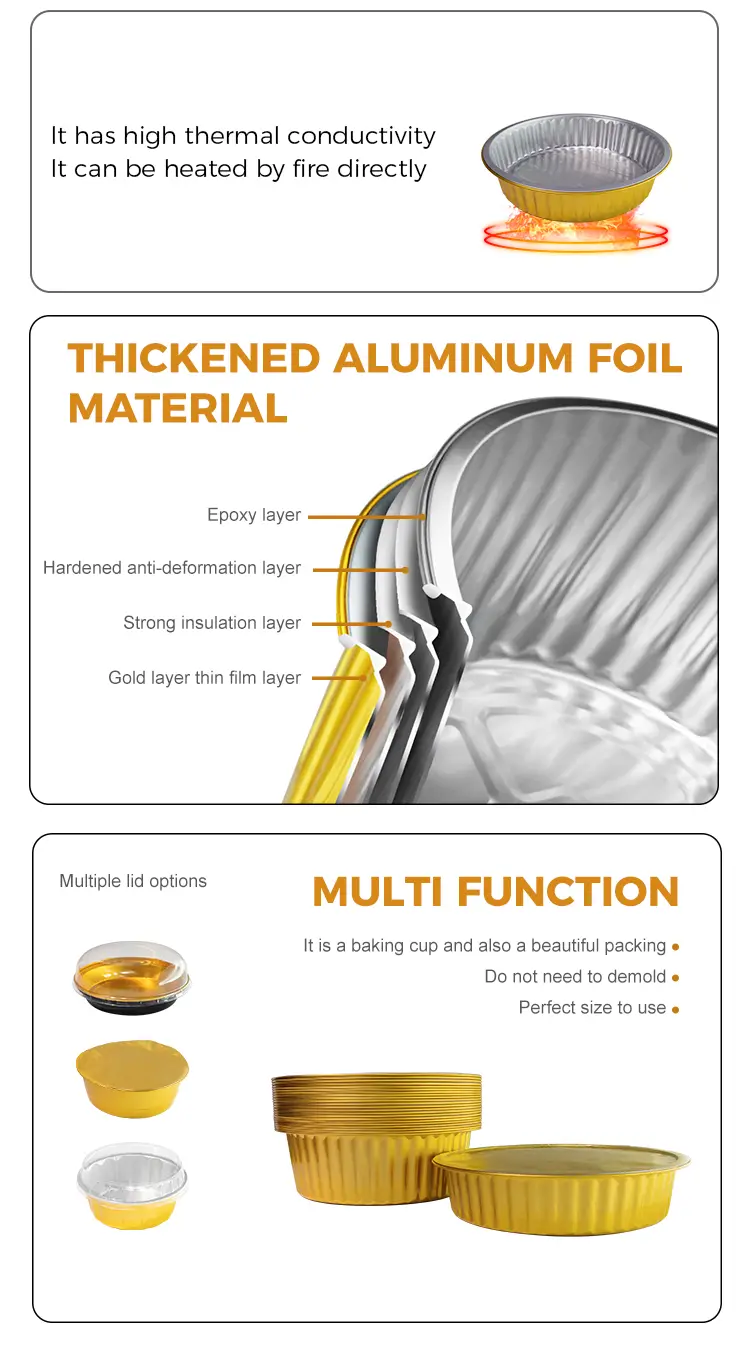 Disposable barbecue trays Golden Round Aluminum Foil Containers
