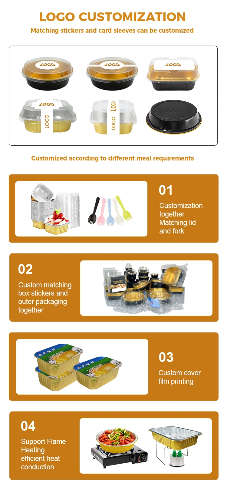 Disposable square gold Aluminum Foil Containers