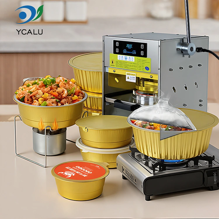 Ручна машина за топлотно заптивање са посудама од златне алуминијумске фолије