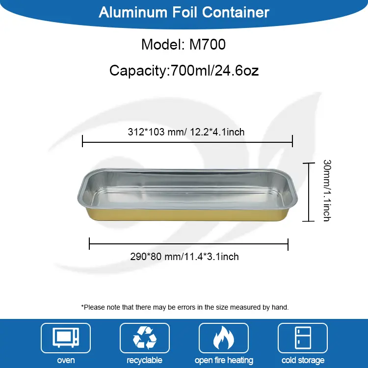 Правокутни хлеб Смоотхвалл контејнери за алуминијумске фолије
