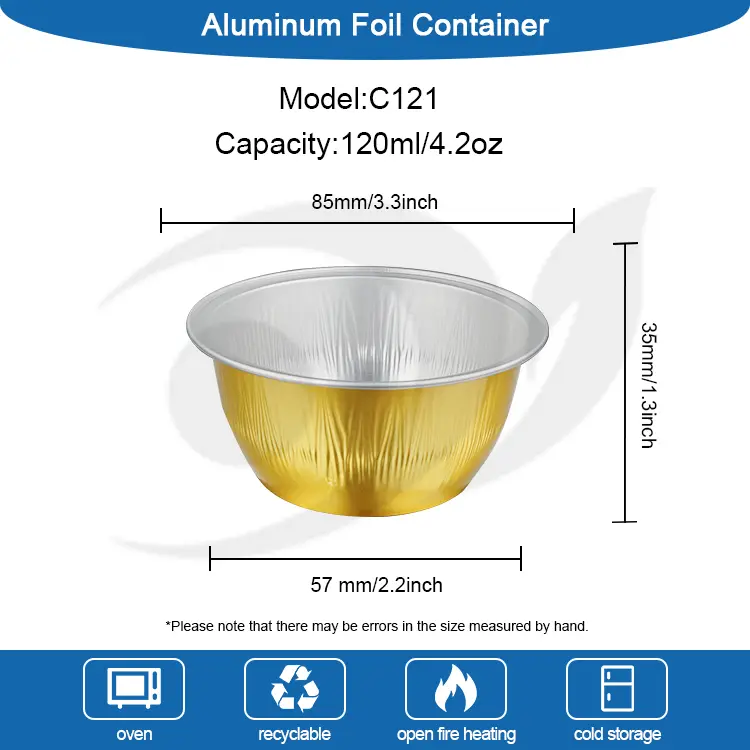 Округли колач Боја Смоотхвалл Алуминијумске фолије Контејнери